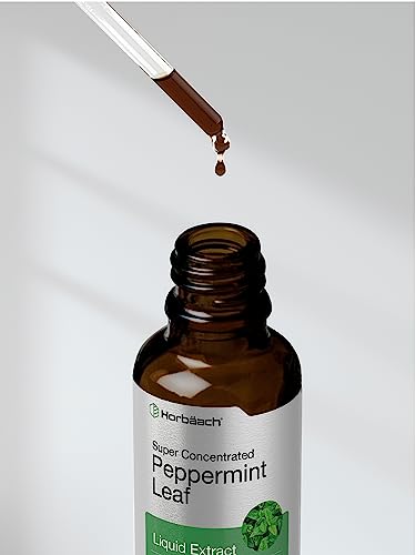 Horbäach Peppermint Leaf Extract Liquid | 2 Fl Oz | Alcohol Free Drops | Vegetarian | Non-GMO & Gluten Free Herbal Supplement
