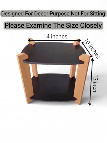 Image of Modern Rectangle Side Table, Home Decor for Living Room, Bed Side Tables for Bed Room, stools for Home, Furniture for Home, 2-Tier White Shelves