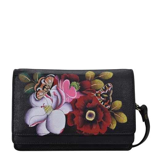 Anna by Anuschka Flap Crossbody, Dreamy Blossoms Black