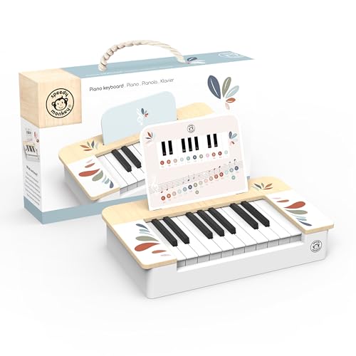 SPEEDY MONKEY Wooden Kids Piano for Musical Play | Mini Keyboard Toy with Colorful Keys for Early Learning | Supports Rhythm, Creativity & Motor Skill Development for Kids Ages 3+