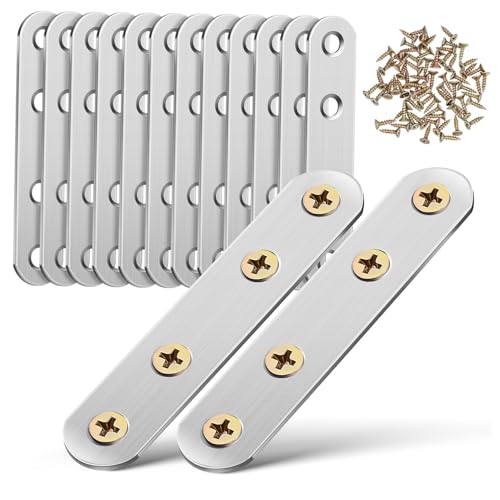 BELLIFFY 14 Pcs Flat Brackets Metal Brackets for Wood Stainless Steel Mending Plate Versatile Use Strong