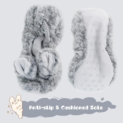 Women's Fuzzy Cute Animal Slippers Fashion Ballerina Non-Slip Flat Indoor House Slippers4