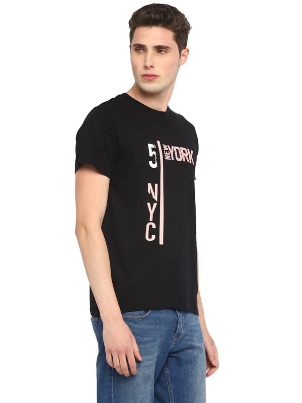 Image of AMERICAN CREW Printed Round Neck T-Shirt for Men