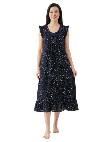 Image of CLOUD SOFT Women's Viscose Blend Comfort Short Nighty with Side Pockets | Soft Printed Short Night Dress for Everyday Wear | Easy to Wear (CS5001)