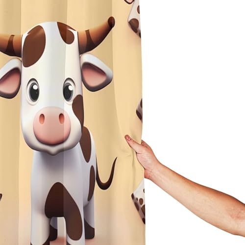 Rideau de douche imperméable et résistant en textile épais motif vache mignonne