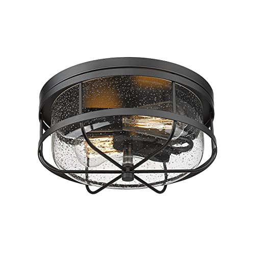 Rosient Light Fixtures Ceiling Mount, Flush Mount Ceiling Light With Seeded Glass For Bedroom Bathroom Kitchen Porch Hallway Hall,Ros91A-Bk #TOP14