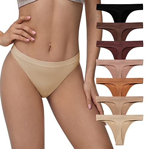 Image of SHARICCA Seamless Thongs for Women Sexy Breathable No Show Thong Underwear Women Multiple Pack
