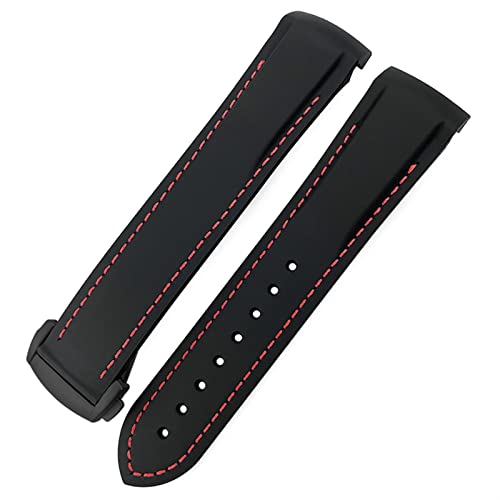 Bracelet silicone incurvé 22mm noir et rouge parfait pour le sport et le quotidien