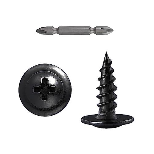 Image of Wensilon(600 pcs)#6x1 /2 inch Phillips Truss Head Wood Screws Black Galvanizing Quick Metal Self Tapping.