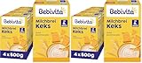 Bebivita Milchbrei Keks (4x500g), Babybrei ab 6. Monat, ohne Zuckerzusatz, mit wertvollen Mineralstoffen und Vitaminen, gut sättigend (Packung mit 2)