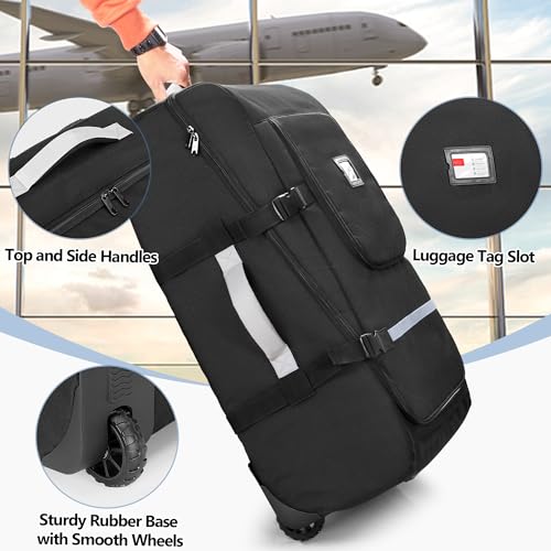 GRAOSO Stroller Travel Bag with Wheels Compatible with UPPAbaby Vista, Vista V2, Cruz V2, Rolling Gate Check Stroller Storage Bag for Airplane, with Dual Handles, Luggage Tag, Reflective Strip, Black - Thumbnail 7