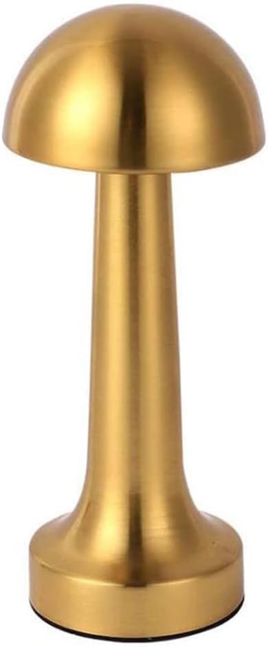 Touch Table Lamp, Battery Powered, Wireless Mushroom Lamp with 3 Brightness, Rechargeable Night Light for Bedroom, Office, Restaurant, Reading (Gold)-image-16