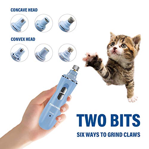 Furloving Pet Nail Grinder for Cats and Small Dogs, with 3 grind ports, 2 speed setting,50 DB Ultra Quiet Electric with USB Plug, Nail Scissors and File(Light Blue) - Image 6