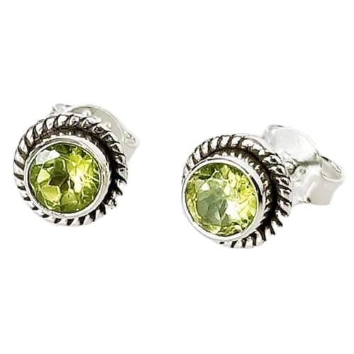 Péridot naturel rare de 7,5 mm et argent sterling 925 de haute joaillerie