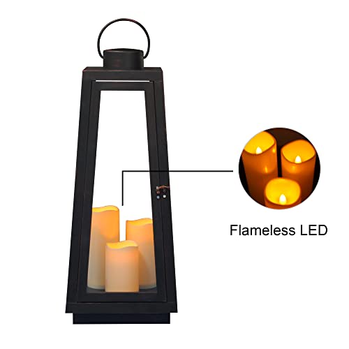 Image of 1Pack Decorative Big Lantern 25.2 inch H with Dancing Flame LED Timer Candle,ON /Off /Timer LED Candle with 6hours,Hanging Lantern for Outdoor Garden /Indoor Use.