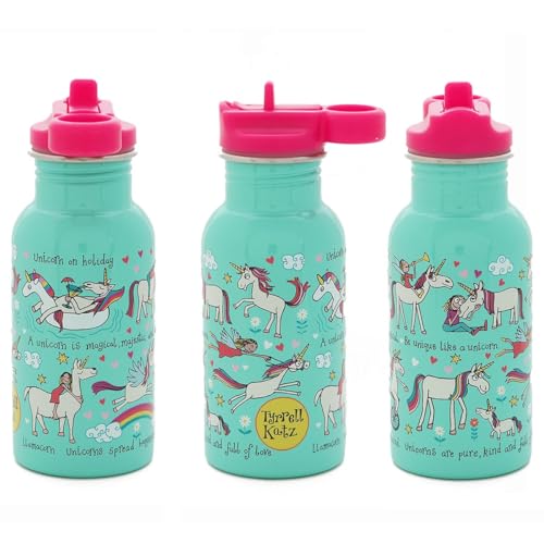 Tyrrell Katz Kids Water Bottle with Straw, Unicorns Design, Stainless Steel Water Bottles for School, BPA-Free, Leak Proof, Dishwasher Safe, 400ml - Image 5