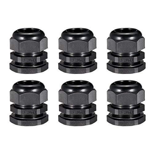 Preisvergleich Produktbild PG29 Kabelverschraubung, wasserdicht, Anschluss aus Kunststoff, Kabelverschraubung, Schwarz, für 18 mm-25 mm Durchmesser, 6 Stück