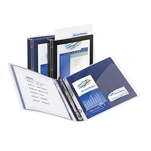 Avery Flexi-View 3 Ring Binder, 1 Inch Round Rings, 1 Navy Blue Binder (17685) & Flexi-View 3 Ring Binder, 1.5 Inch Round Rings, 1 Navy Blue Binder (17638) #TOP3