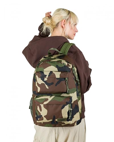 Image of EASTPAK Padded Double - 24L Squared Backpack with Dual Front Pockets, 13 inch Laptop Sleeve, Bottle Holder & Padded Straps, Camo