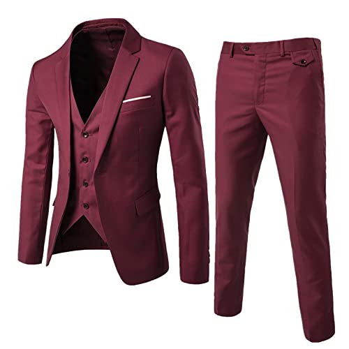 Terno masculino slim 2 peças terno negócios festa de casamento jaqueta colete e calça casaco lavanda