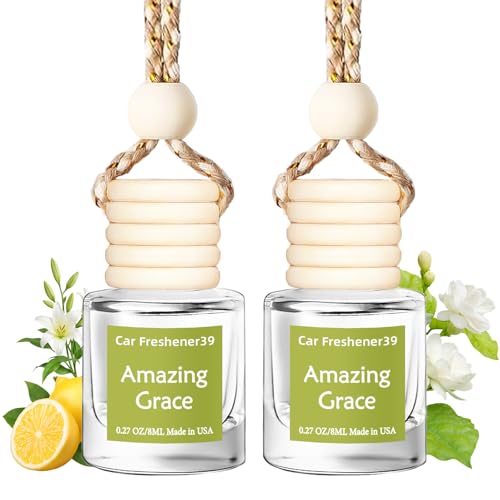 Image of Hanging Car Air Freshener, Long Lasting Essential Oil Diffuser, Non-Toxic New Car Scent, Cute Car Fresheners for Women, 2 Pack Made in USA