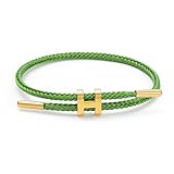 PPbuky Steel Bracelet Link, Adjustable H-shape Wire Rope Bracelet, Lucky Jewelry with Titanium Buckle for Birthday, Valentine's, Graduation, Fashion Gift for Women, Men, Lovers, Friends, Green