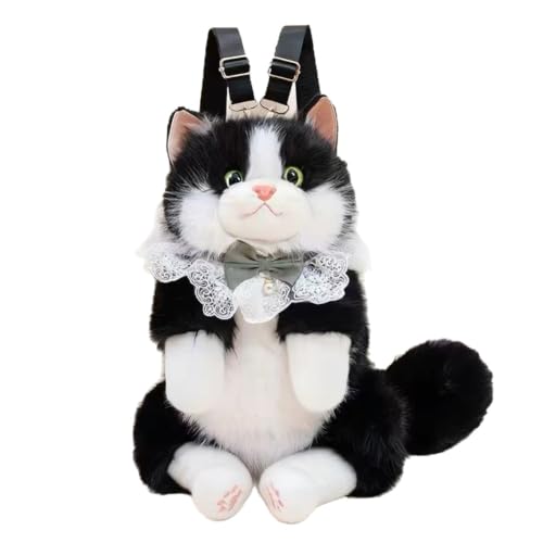 Image of Women Animal Teddy Bear Plush Backpack with Adjustable Straps (Ragdoll black)
