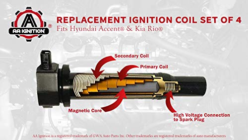 image for AA Ignition Ignition Coil Pack Set of 4 - Compatible with Hyundai Acce
