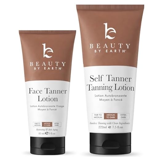 Self Tanner Face & Body - With Organic Aloe Vera & Shea Butter, Sunless Tanning Lotion, Bronzer Buildable Light, Medium or Dark Tan, Fake Tan Self Tanners Best Sellers, 7.5oz (body) 3oz (face)
