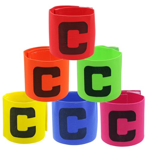 6PCS Kids Captain Armband for Soccer, Elastic Anti-Drop Adjustable Captain Armband for Team Sports and Youth Leagues