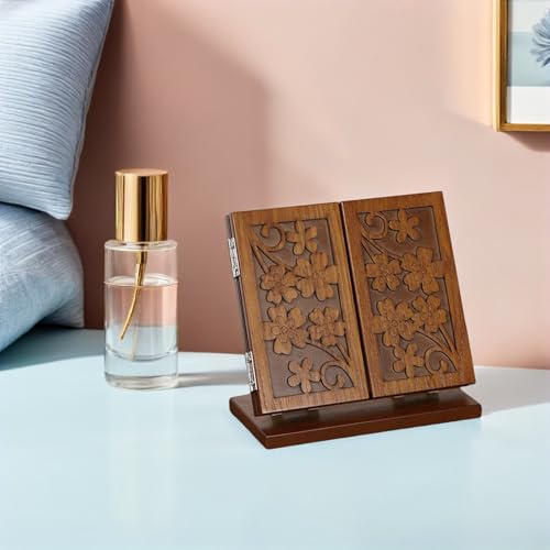Espejo vintage plegable de madera para tocador miniatura 4