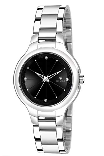 EDINARO Blue Studded Dial Watches for Women and Ladies Watch with Stainless Steel Adjustable Bracelet Strap with Double Lock Clasp Watches for Girls