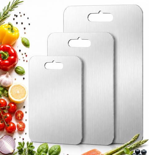 Image of Titanium Cutting Boards Set of 3, 100% Titanium Cutting Boards for Kitchen