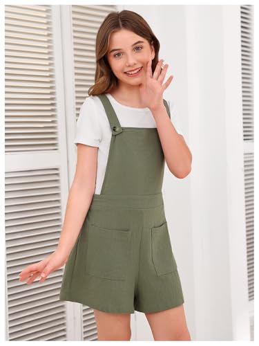 Image of OYOANGLE Girl's 2 Piece Outfits Clothes set Casual Short Sleeve Tee and Shorts Overalls Set