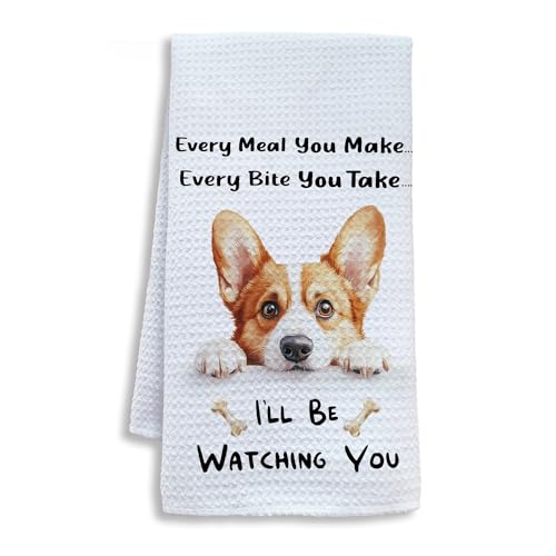 Shrago Funny Welsh Corgi Kitchen Towels, Gifts for Corgi Lovers Dish Tea Towels for Kitchen, Dog Lover Mom Gifts Decorative Hand Towels, 16x24 Inch