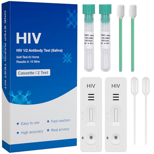 2× HIV Selbsttest für Zuhause – Mundhöhlenabstrich – Sanft, Nadelfrei & Schnell – Resultat nach 15 Minuten – Kompakte & Diskrete Verpackung