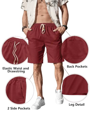 Image of Comdecevis Men's Cotton Linen Casual Shorts