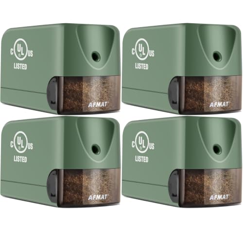 AFMAT 4 Pack Electric Pencil Sharpener PS105, Heavy Duty Pencil Sharpener for Classroom, 6.5-8mm No.2/Colored Pencils, UL Listed, 10,000+ Sharpenings for Home, Office, School