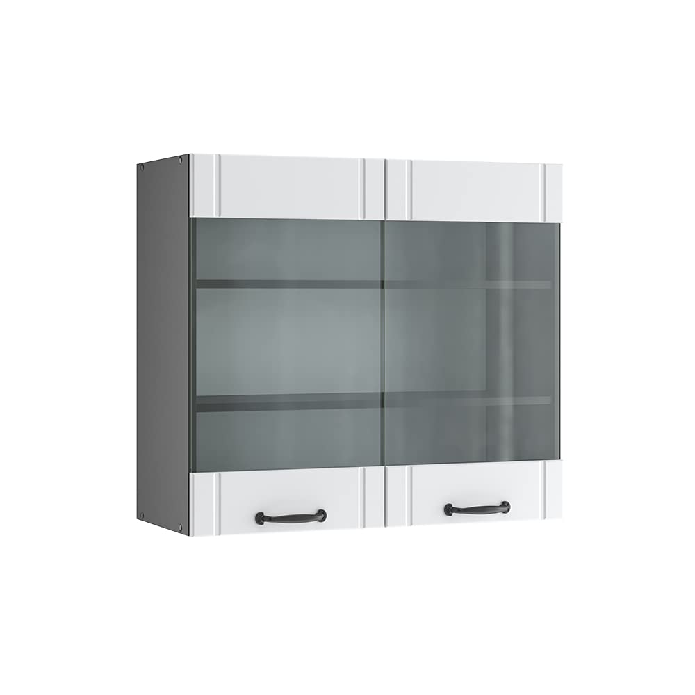 Vicco Glass kitchen cabinet Fame-Line, White country house, 80 cm โ image 1