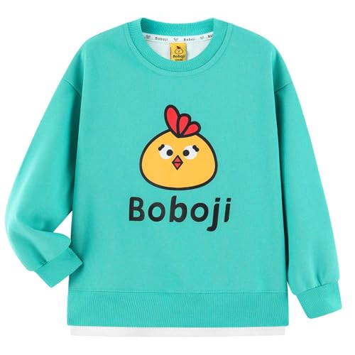 DILBYKE Sweat-shirt de sport solide à col rond et manches longues en coton pour garçons et filles, aqua, 11-12 ans