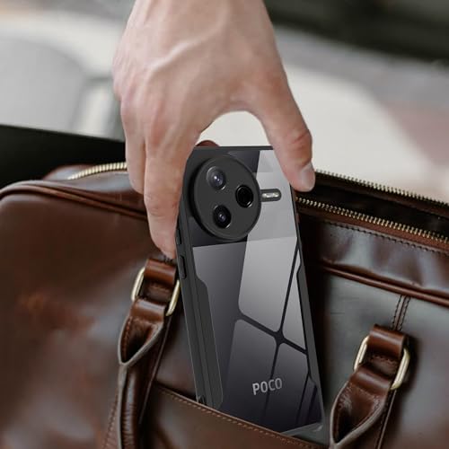 Image of A rtistque Clear Hard Transparent Acrylic Armor Anti-Drop Shockproof TPU Edge Back Cover Case for Poco F7 Pro 5G - Black