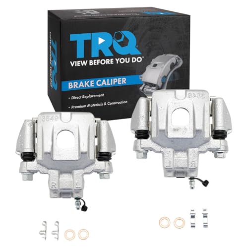 Image of TRQ Rear Brake Caliper Set Zinc Coated Brackets Hardware Compatible with 2004-2007 Toyota Highlander