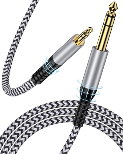 6.35mm to 3.5mm Audio Cable Braided 1/4 TRS Male to 1/8 Male Adapter Cord