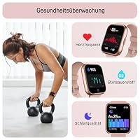 Tensky Smartwatch Damen, 1,85'' Fitnessuhr 3ATM wasserdicht, integrierte Alexa, Herzfrequenz SpO2 Schlafmonitor 110+ Sportmodi Fitness Tracker kompatibel mit iPhone/Samsung/Android – Ansicht 6