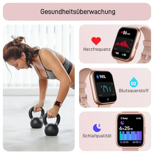 Smartwatch Damen 1,85'' 3ATM Wasserdicht 10 Tage Akku Alexa/AI Assistent – Ansicht 6