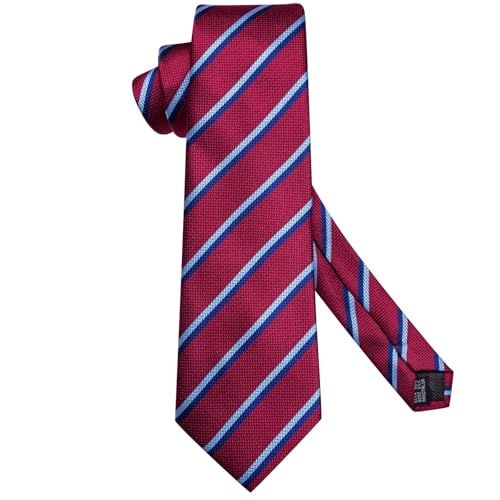 Image of Dubulle Mens Paisley Striped Tie Woven Necktie for Men and Handkerchief Cufflinks Set Wedding Formal Business