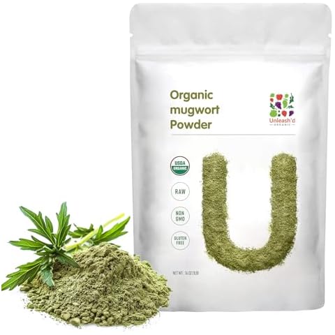 UNLEASH'D ORGANIC Organic Mugwort Powder 16 oz 100% Pure and Organic Green Superfood Promotes Qi and Blood Circulation Cover