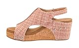 Corkys Footwear Womens Carley Wedges, Featuring Corkys EVA Foam Cushioned Insoles, A 2.5 Inch Heel, Lightweight For All Day Wear, And Hook And Loop Closure, Blush Tweed - Size 8