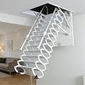 9.8FT Ceiling Mount Attic Ladder, Hidden Retractable Ladders for Loft, 12 Steps Attic Ceiling Pull Down Ladder, Large Folding Attic Stairs with Telescoping Handrail, for Garage (White, 12 Steps)