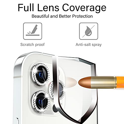 Xfilm Diamond Camera Lens Protector Only For Iphone 12 Pro Max, Hd Clear Tempered Glass Screen Protection + Alloy Full Fit Lens Ring Cover, Case Friendly, Scratch Proof (Silver) #TOP4